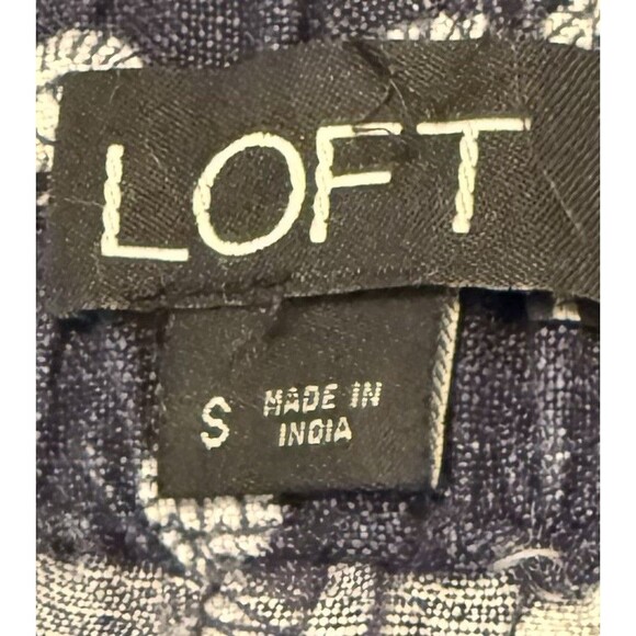 LOFT Women’s Navy Linen Blend Belted High Rise Shorts Size S Shell Print Pockets - Picture 6 of 8